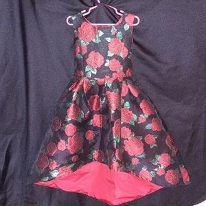 Girls black and red rose dress
